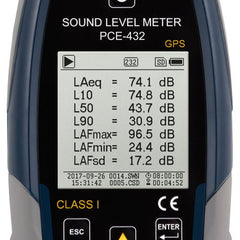 PCE 432 Class 1 Decibel Sound Meter with GPS (22 - 136dB)