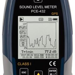 PCE 432 Class 1 Decibel Sound Meter with GPS (22 - 136dB)