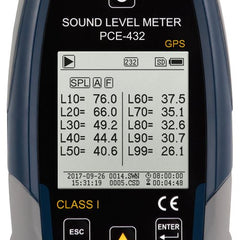 PCE 432 Class 1 Decibel Sound Meter with GPS (22 - 136dB)