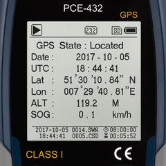 PCE 432 Class 1 Decibel Sound Meter with GPS (22 - 136dB)