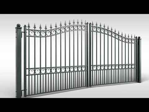 Aleko Steel Dual Swing Driveway Gate with Built-In Pedestrian Door - VIENNA Style - 14 x 7 Feet