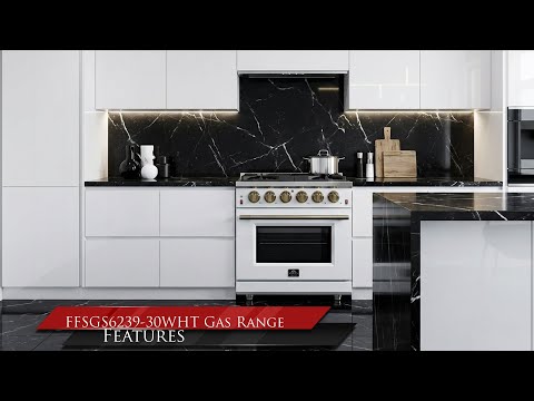 Forno Massimo 30-Inch White Freestanding Gas Range, 5 Burners, True Convection Oven