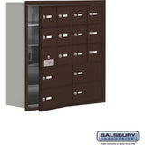 Recessed Mounted Cell Phone Locker with 12 A Doors (11 usable) 4 B Doors in Aluminum - Keyed Locks by Salsbury
