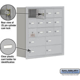 Recessed Mounted Cell Phone Locker with 12 A Doors (11 usable) 4 B Doors in Aluminum - Keyed Locks by Salsbury