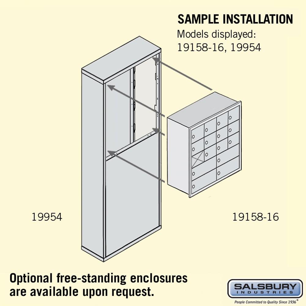 Recessed Mounted Cell Phone Locker with 12 A Doors (11 usable) 4 B Doors in Aluminum - Keyed Locks by Salsbury