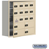 Recessed Mounted Cell Phone Storage Locker with 12 A Doors (11 usable) 4 B Doors in Aluminum - Resettable Combination Locks by Salsbury