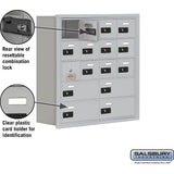 Recessed Mounted Cell Phone Storage Locker with 12 A Doors (11 usable) 4 B Doors in Aluminum - Resettable Combination Locks by Salsbury