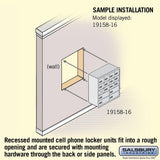 Recessed Mounted Cell Phone Storage Locker with 12 A Doors (11 usable) 4 B Doors in Aluminum - Resettable Combination Locks by Salsbury