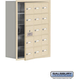 Recessed Mounted Cell Phone Storage Locker with 15 A Doors (14 usable) in Aluminum - Keyed Locks by Salsbury