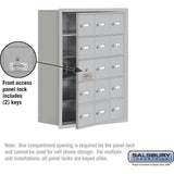 Recessed Mounted Cell Phone Storage Locker with 15 A Doors (14 usable) in Aluminum - Keyed Locks by Salsbury