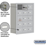 Recessed Mounted Cell Phone Storage Locker with 15 A Doors (14 usable) in Aluminum - Keyed Locks by Salsbury