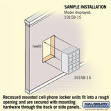 Recessed Mounted Cell Phone Storage Locker with 15 A Doors (14 usable) in Aluminum - Keyed Locks by Salsbury