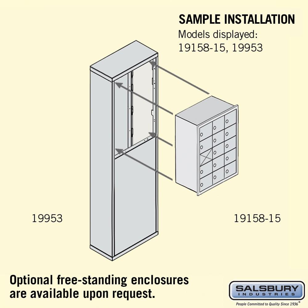 Recessed Mounted Cell Phone Storage Locker with 15 A Doors (14 usable) in Aluminum - Keyed Locks by Salsbury