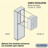 Recessed Mounted Cell Phone Storage Locker with 15 A Doors (14 usable) in Aluminum - Keyed Locks by Salsbury