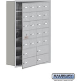 Recessed Mounted Cell Phone Storage Locker with 20 A Doors (19 usable) 4 B Doors in Aluminum - Keyed Locks by Salsbury