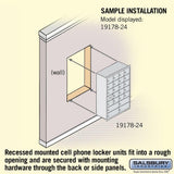 Recessed Mounted Cell Phone Storage Locker with 20 A Doors (19 usable) 4 B Doors in Aluminum - Keyed Locks by Salsbury
