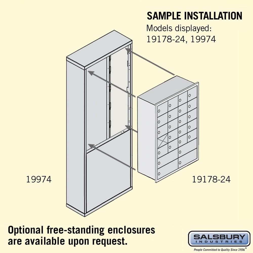Recessed Mounted Cell Phone Storage Locker with 20 A Doors (19 usable) 4 B Doors in Aluminum - Keyed Locks by Salsbury
