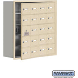 Recessed Mounted Cell Phone Storage Locker with 20 A Doors (19 usable) in Aluminum - Keyed Locks by Salsbury