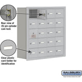 Recessed Mounted Cell Phone Storage Locker with 20 A Doors (19 usable) in Aluminum - Keyed Locks by Salsbury