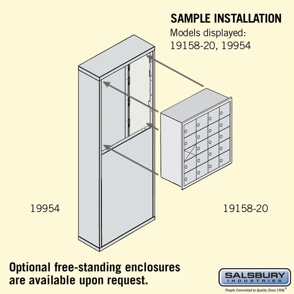 Recessed Mounted Cell Phone Storage Locker with 20 A Doors (19 usable) in Aluminum - Keyed Locks by Salsbury