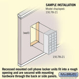 Recessed Mounted Cell Phone Storage Locker with 21 A Doors (20 usable) in Aluminum - Keyed Locks by Salsbury