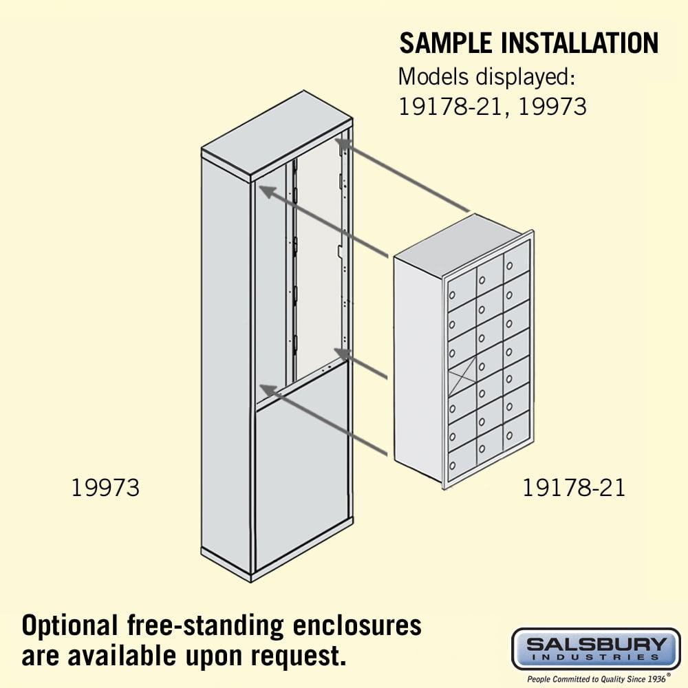 Recessed Mounted Cell Phone Storage Locker with 21 A Doors (20 usable) in Aluminum - Keyed Locks by Salsbury
