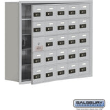 Recessed Mounted Cell Phone Storage Locker with 25 A Doors (24 usable) in Aluminum - Keyed Locks by Salsbury