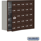 Recessed Mounted Cell Phone Storage Locker with 25 A Doors (24 usable) in Aluminum - Keyed Locks by Salsbury