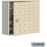 Recessed Mounted Cell Phone Storage Locker with 25 A Doors (24 usable) in Aluminum - Keyed Locks by Salsbury