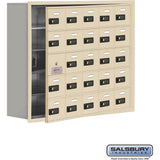 Recessed Mounted Cell Phone Storage Locker with 25 A Doors (24 usable) in Aluminum - Keyed Locks by Salsbury