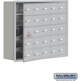 Recessed Mounted Cell Phone Storage Locker with 25 A Doors (24 usable) in Aluminum - Keyed Locks by Salsbury