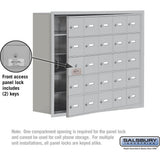 Recessed Mounted Cell Phone Storage Locker with 25 A Doors (24 usable) in Aluminum - Keyed Locks by Salsbury