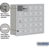 Recessed Mounted Cell Phone Storage Locker with 25 A Doors (24 usable) in Aluminum - Keyed Locks by Salsbury