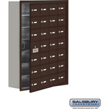 Recessed Mounted Cell Phone Storage Locker with 28 A Doors (27 usable) in Aluminum - Keyed Locks by Salsbury
