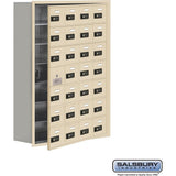Recessed Mounted Cell Phone Storage Locker with 28 A Doors (27 usable) in Aluminum - Keyed Locks by Salsbury