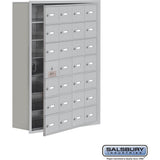 Recessed Mounted Cell Phone Storage Locker with 28 A Doors (27 usable) in Aluminum - Keyed Locks by Salsbury