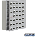 Recessed Mounted Cell Phone Storage Locker with 35 A Doors (34 usable) in Aluminum - Keyed Locks by Salsbury