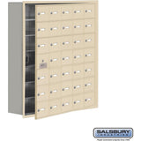 Recessed Mounted Cell Phone Storage Locker with 35 A Doors (34 usable) in Aluminum - Keyed Locks by Salsbury