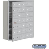 Recessed Mounted Cell Phone Storage Locker with 35 A Doors (34 usable) in Aluminum - Keyed Locks by Salsbury