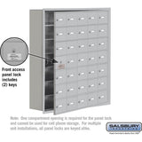 Recessed Mounted Cell Phone Storage Locker with 35 A Doors (34 usable) in Aluminum - Keyed Locks by Salsbury