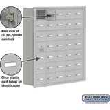 Recessed Mounted Cell Phone Storage Locker with 35 A Doors (34 usable) in Aluminum - Keyed Locks by Salsbury