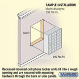 Recessed Mounted Cell Phone Storage Locker with 35 A Doors (34 usable) in Aluminum - Keyed Locks by Salsbury