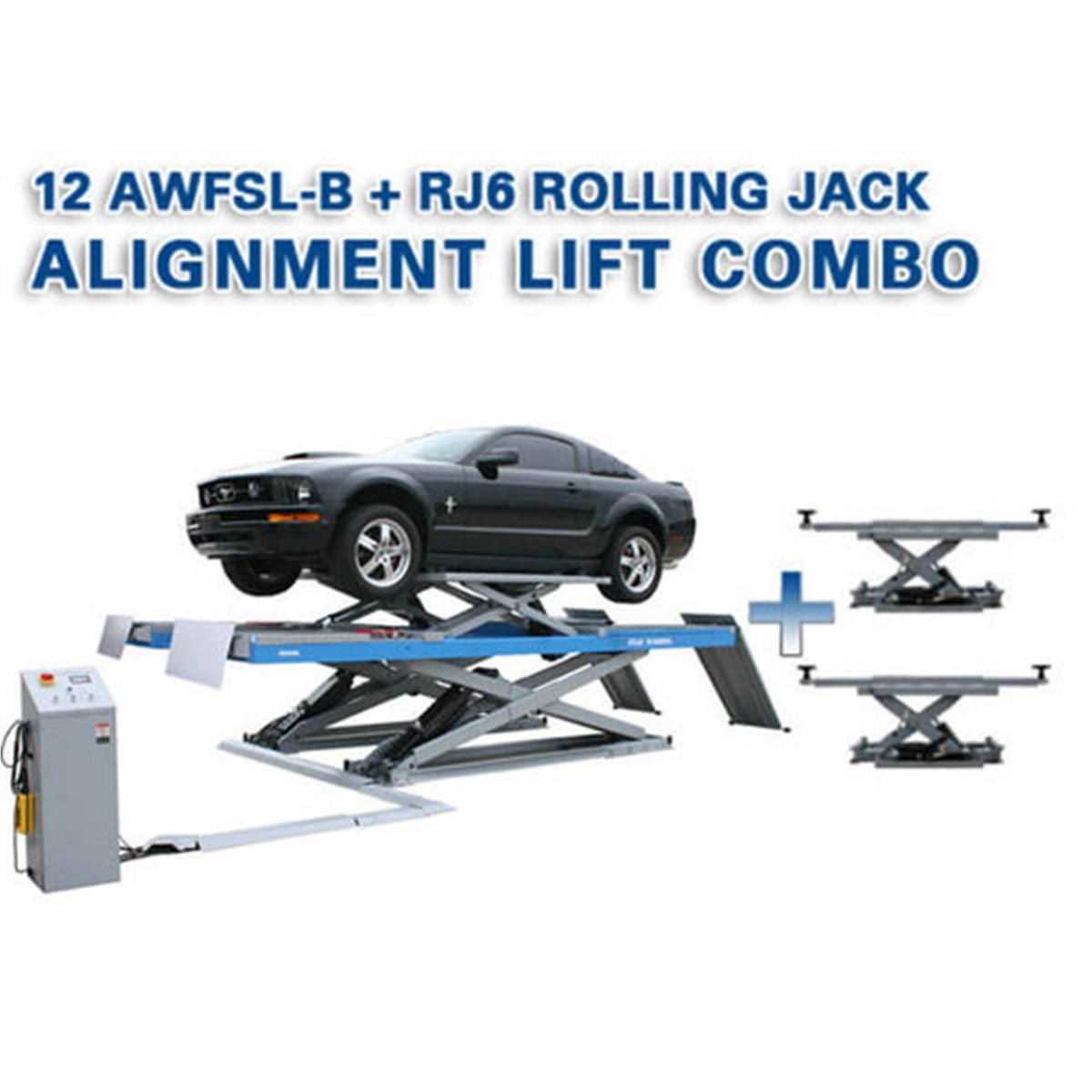 Atlas 12AWFSL Alignment Scissor Lift and RJ-6 Rolling Jack Combo