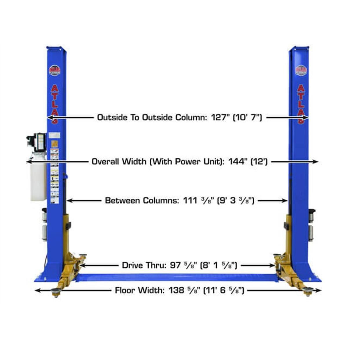Atlas Platinum PVL9BP ALI Certified 9,000 lb Baseplate 2 Post Lift