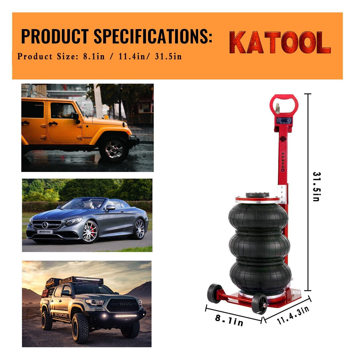Katool Bag Air Jack 5 Ton Red Pneumatic Jack Car Lift Compressed