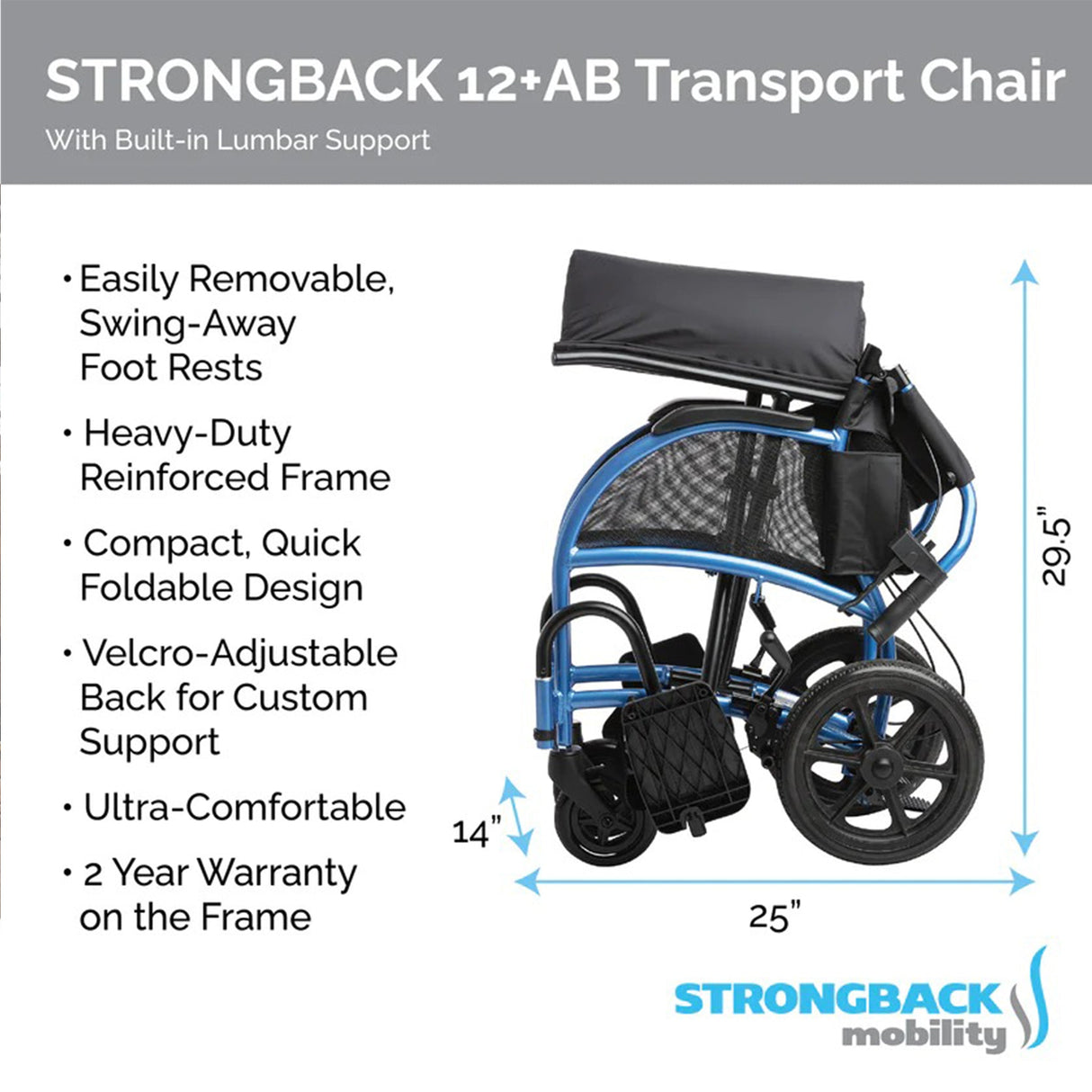 STRONGBACK 12+AB Transport Wheelchair | Comfortable And Versatile