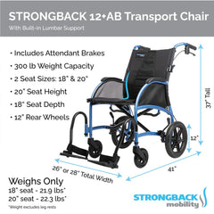 STRONGBACK 12+AB Transport Wheelchair | Comfortable And Versatile