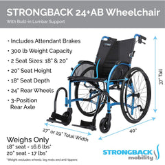 STRONGBACK 24+AB Wheelchair | Lightweight And Adjustable