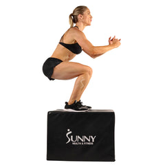 Sunny Health & Fitness 3-in-1 Ultra Dense Foam Plyo Box, 28"/24"/20"