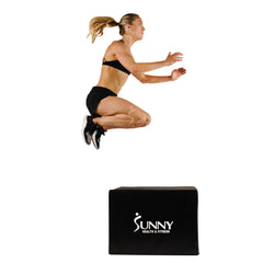 Sunny Health & Fitness 3-in-1 Ultra Dense Foam Plyo Box, 28"/24"/20"